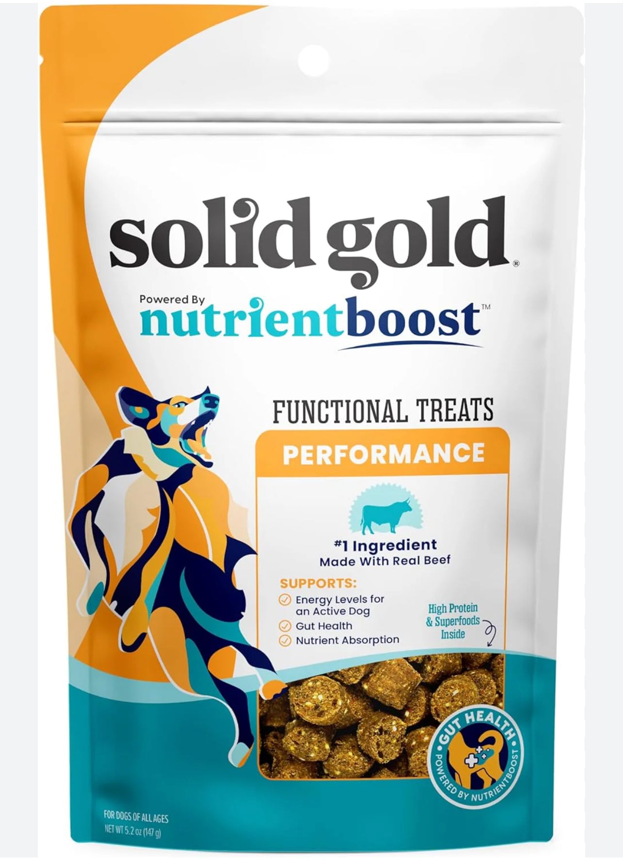 Solid Gold Functional Dog Treats for Performance & Training, Beef 5.2oz