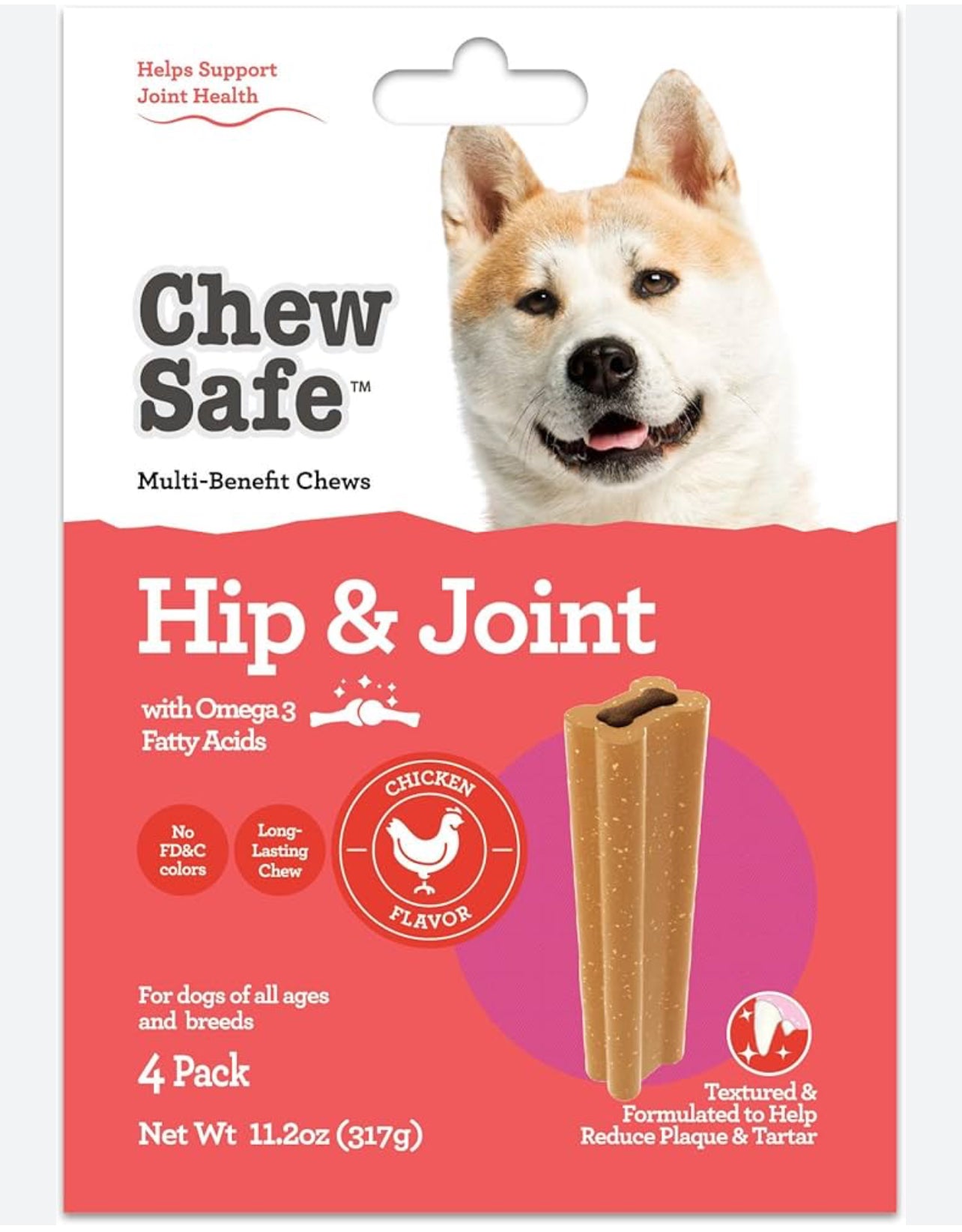 Chew Safe Hip & Joint Multi-Benefit Dog Chews with Omega 3 Fatty Acids 10 oz.