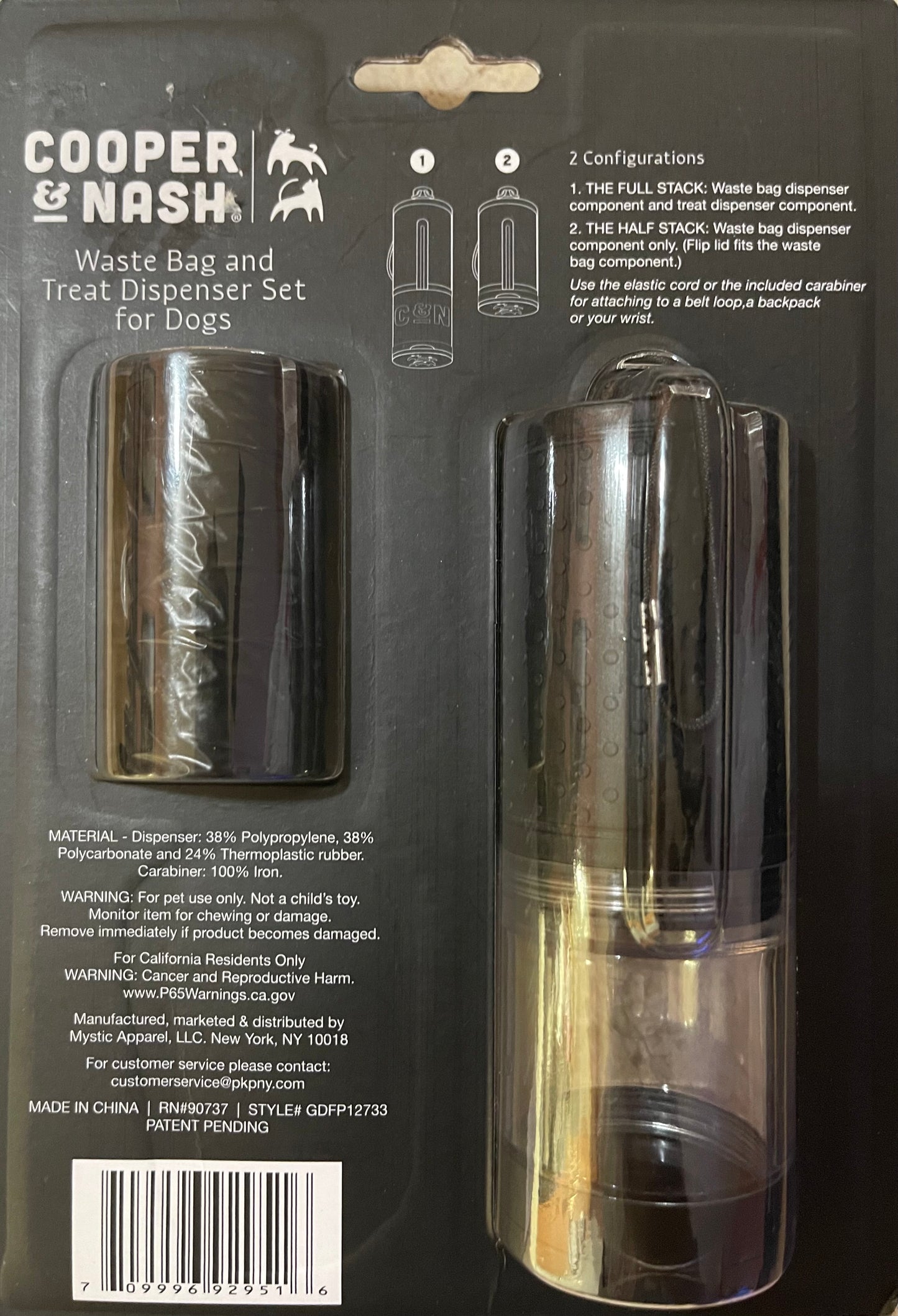 Cooper & Nash 2-in-1 Waste Bag and Treat Dispenser Set for Dogs.