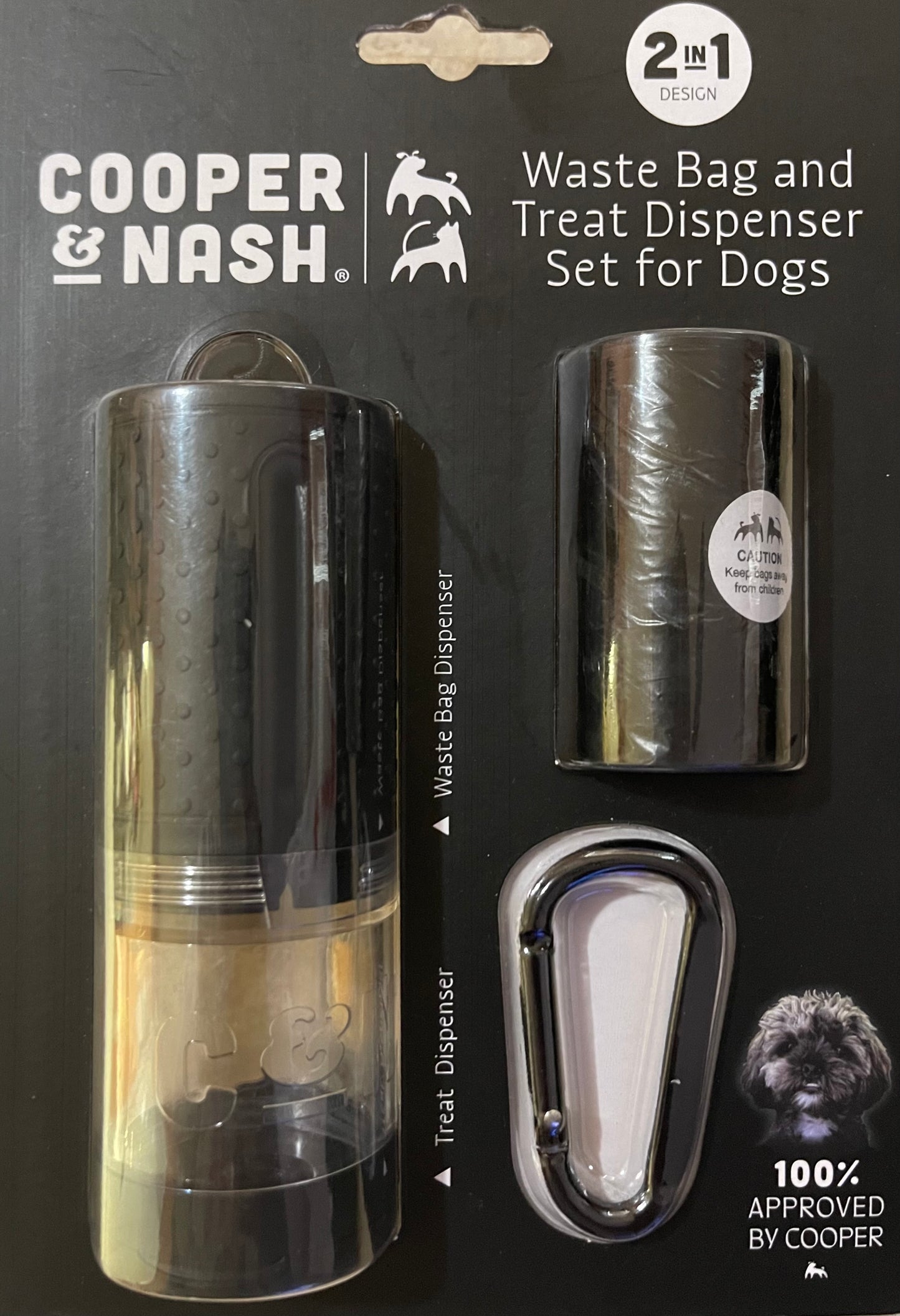 Cooper & Nash 2-in-1 Waste Bag and Treat Dispenser Set for Dogs.